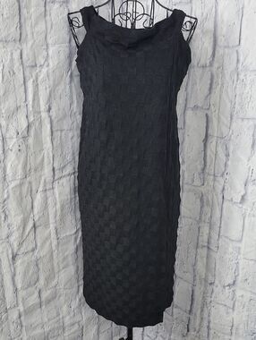 Urban Outfitters Black Textured Midi Dress Side Slit‎ Medium